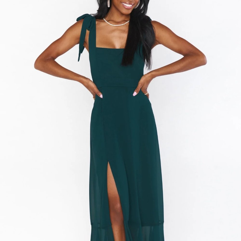 Claire Midi Dress- Emerald Green Chiffon